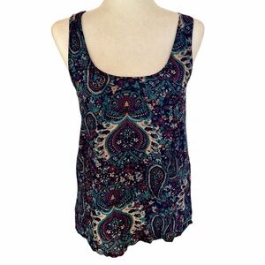 EUC Splendid tank top with purple, turquoise, and tan floral paisley. Size S.